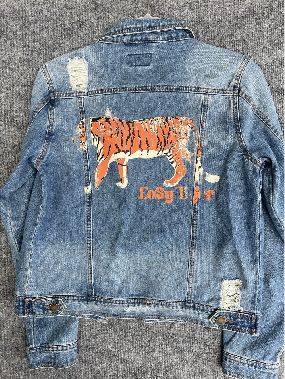 Judith March Denim Easy Tiger Jacket Distressed Womens Light Blue Size S